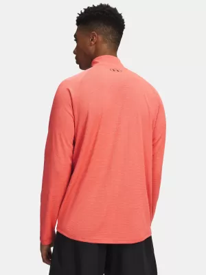 Pánske tričko UNDER ARMOUR TECH TEXTURED 1/2 ZIP 1382797-690 ČERVENÁ