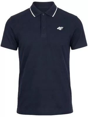 Pánske tričko s golierom 4F WMM00TPTSM0773 NAVY