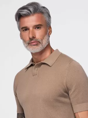 Pánske polo tričko OMBRE OM-POSS-0178 LIGHT BROWN