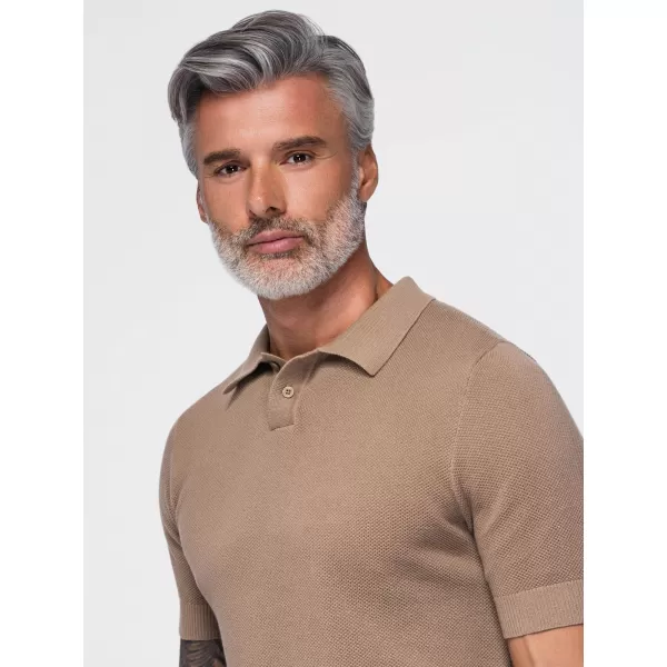  Pánske polo tričko OMBRE OM-POSS-0178 LIGHT BROWN 