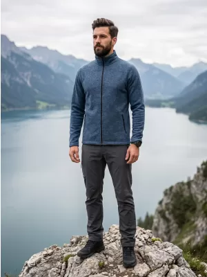 Pánska micro fleece mikina MALFINI FACTOR 852 TMAVÝ DENIM MELÍR