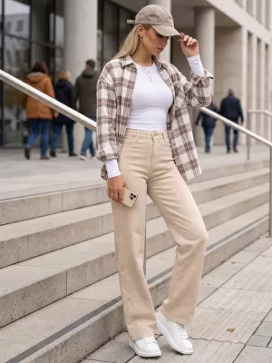 Dámske nohavice DSTREET UY3092 BÉŽOVÁ