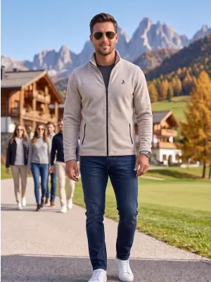 Pánska fleece mikina ALTISPORT ALM002852 STRIEBORNÝ MELÍR