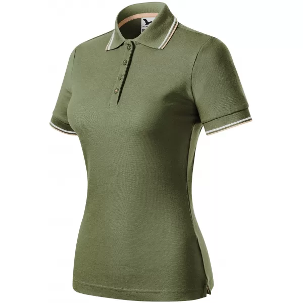  Dámske tričko s golierom MALFINI FOCUS 233 KHAKI 