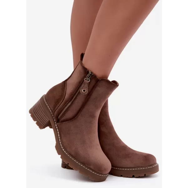  Dámske členkové topánky S.BARSKI HY62-8101 COFFEE 