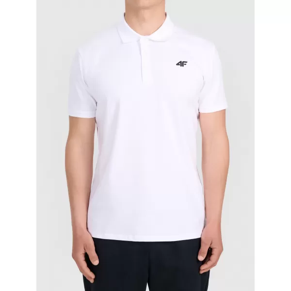  Pánske tričko s golierom 4F WMM00TPTSM0770 WHITE 