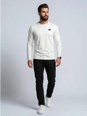Pánske tričko s dlhým rukávom 4F WMM00TLONM611 WHITE