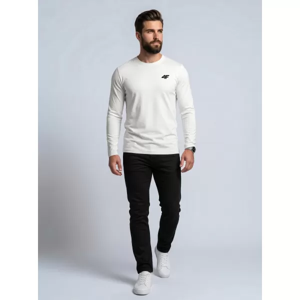  Pánske tričko s dlhým rukávom 4F WMM00TLONM611 WHITE 