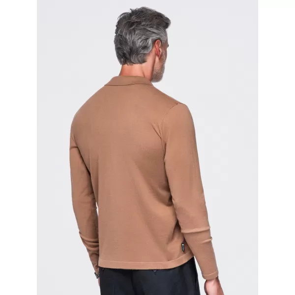 Pánske tričko s golierom OMBRE OM-POLS-0138 LIGHT BROWN 
