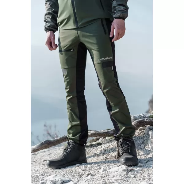  Pánske nepremokavé multi-šport nohavice NORDBLANC RIDGEWALK NBSPM8325 TMAVO ZELENÁ 
