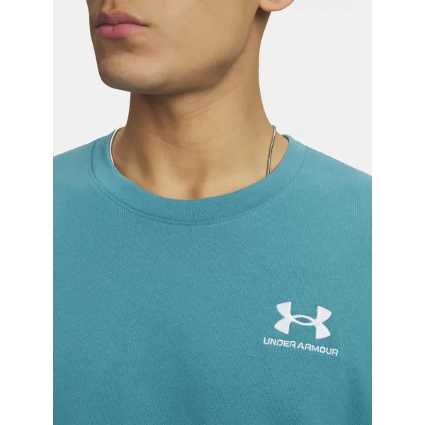  Pánske tričko UNDER ARMOUR M LOGO EMB HEAVYWEIGHT SS 1373997-466 MODRÁ 