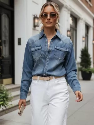 Dámska košeľa DSTREET DY0491 MODRÁ
