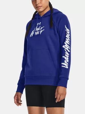 Dámska mikina UNDER ARMOUR UA RIVAL FLEECE GRAPHIC HDY 1379609-400 MODRÁ