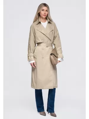 Dámsky kabát OMBRE OW-CT-E0004 BEIGE