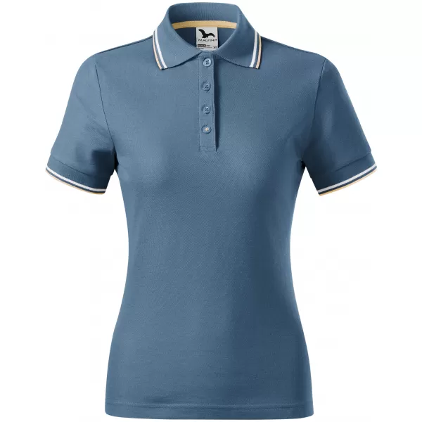  Dámske tričko s golierom MALFINI FOCUS 233 DENIM 