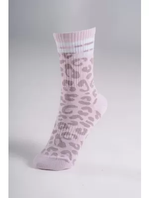 Crew ponožky s leopardím vzorom NEBBIA PRIMAL 106 PINK LEOPARD