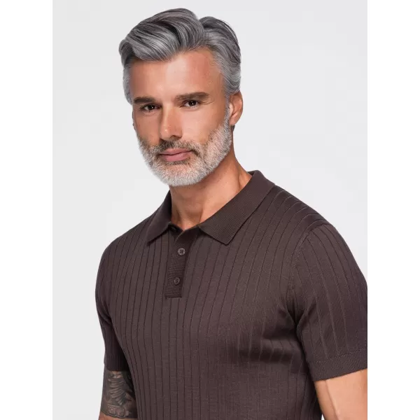  Pánske polo tričko OMBRE OM-POSS-0180 LIGHT BROWN 