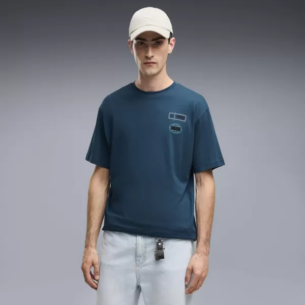  Pánske tričko PUMA GRAPHICS RELAXED STACKED TEE 69436836 MIDNIGHT PETROL 