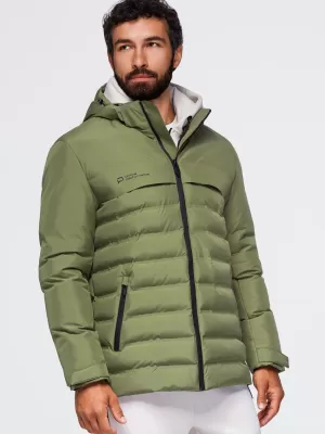 Pánska zimná prešívaná bunda OMBRE OM-JAHP-0305 OLIVE