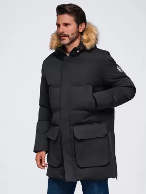 Pánska parka OMBRE OM-JALJ-0310 BLACK