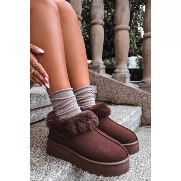  Dámske snehule BIG STAR SHOES UU274203 BROWN/BEIGE SHADOWS 