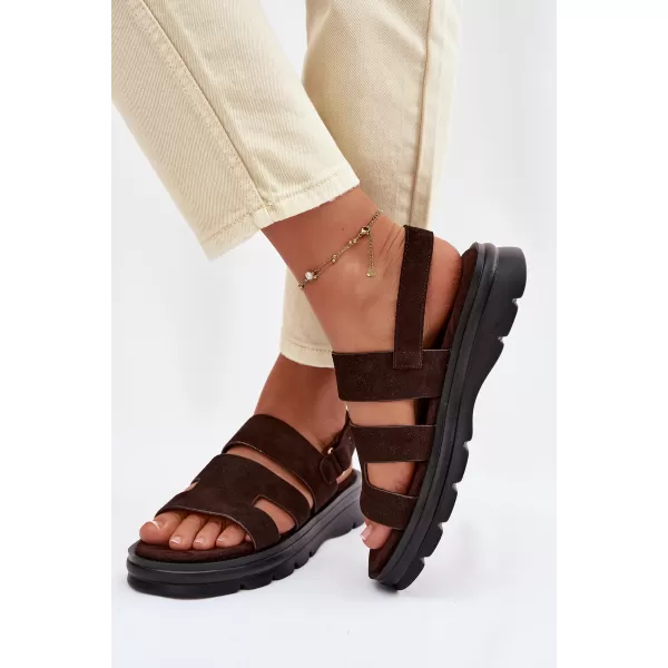  Dámske sandále BIG STAR SHOES TT274483 BROWN/BEIGE 