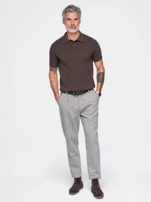 Pánske polo tričko OMBRE OM-POSS-0178 DARK BROWN