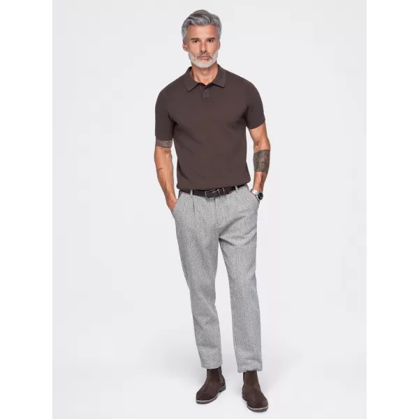  Pánske polo tričko OMBRE OM-POSS-0178 DARK BROWN 