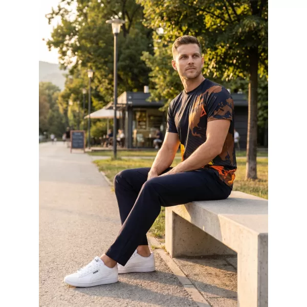  Pánske voľnočasové tričko premium ALTISPORT VOJ/ALM130TR06 ČIERNA-ORANŽOVÁ 