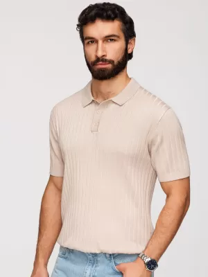 Pánske tričko s golierom OMBRE OM-POSS-0169 BEIGE