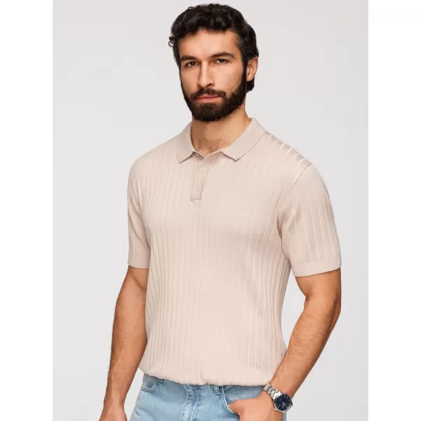  Pánske tričko s golierom OMBRE OM-POSS-0169 BEIGE 