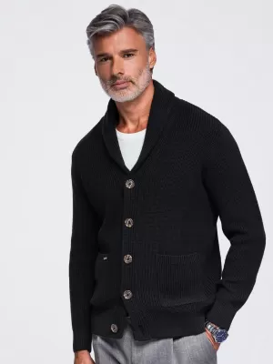 Pánsky kardigan OMBRE OM-SWCD-0200 BLACK