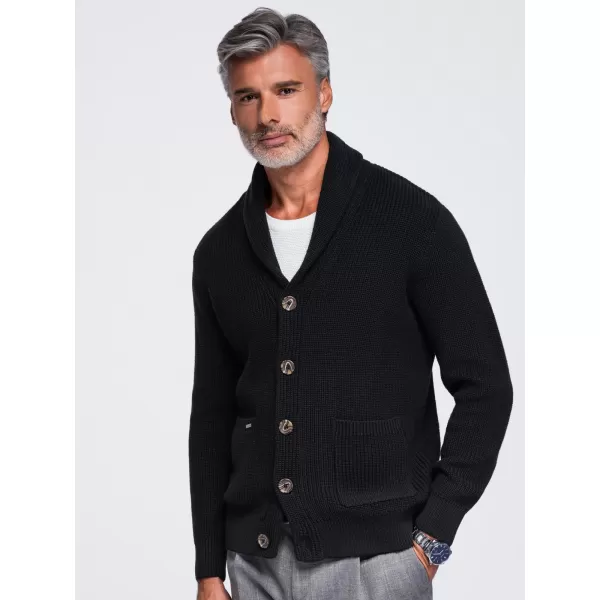  Pánsky kardigan OMBRE OM-SWCD-0200 BLACK 
