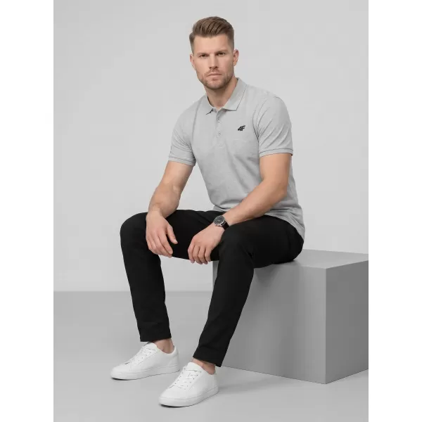  Pánske tričko s golierom 4F WMM00TPTSM0770 DARK GREY MELANGE 