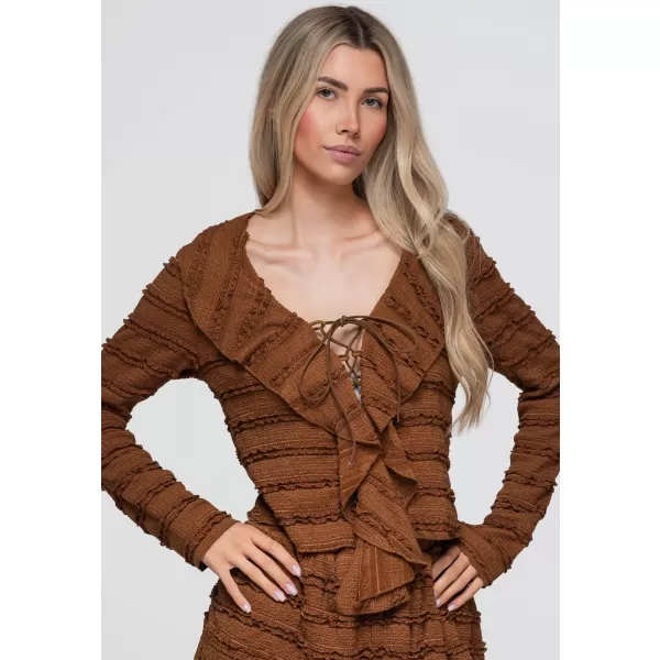  Dámska blúza OMBRE OW-TS-E0067 LIGHT BROWN 
