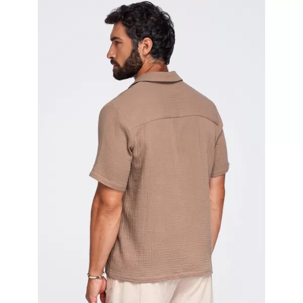  Pánska košeľa OMBRE OM-SHSS-0223 LIGHT BROWN 