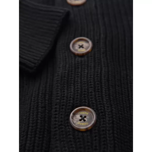  Pánsky kardigan OMBRE OM-SWCD-0200 BLACK 