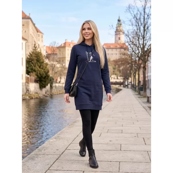  Dámska predĺžená mikina ALTISPORT ALW091419 NÁMORNÁ MODRÁ 