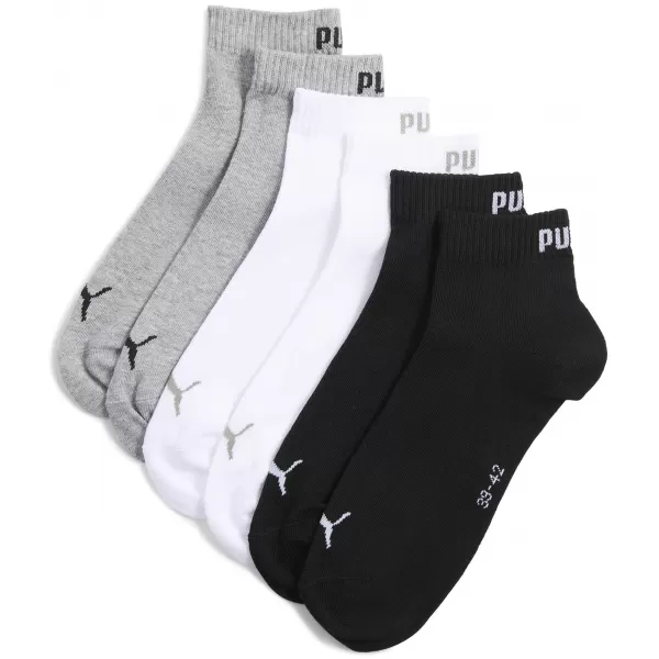  Ponožky PUMA UNISEX QUARTER PLAIN 3P 93858917 GREY/WHITE/BLACK 