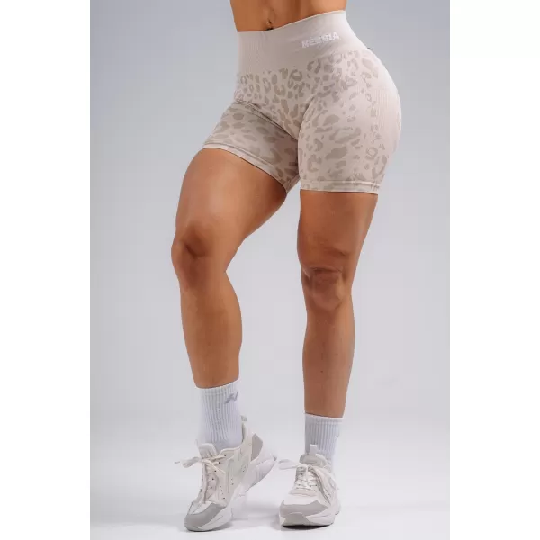  Kompresné push-up šortky s leopardím vzorom NEBBIA PRIMAL 856 CREAM LEOPARD 