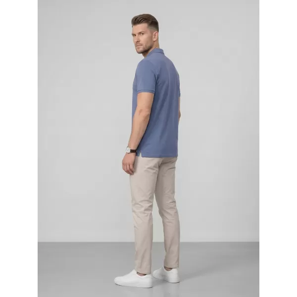  Pánske tričko s golierom 4F WMM00TPTSM0770 DENIM 