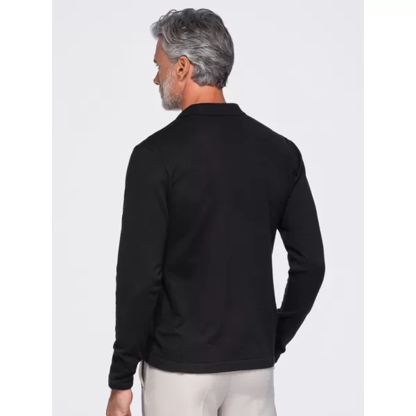  Pánske tričko s golierom OMBRE OM-POLS-0138 BLACK 