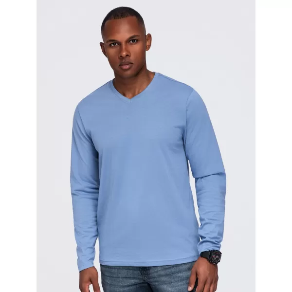  Pánske tričko OMBRE OM-LSBL-0143 LIGHT DENIM 
