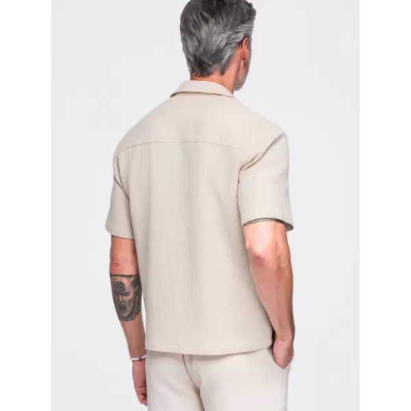  Pánska košeľa OMBRE OM-SHSS-0220 OFF-WHITE 