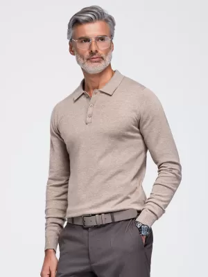 Pánske tričko s golierom OMBRE OM-POLS-0151 BEIGE
