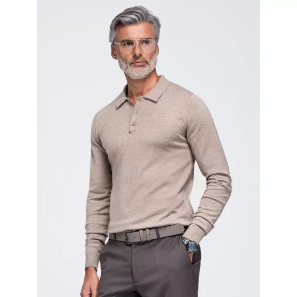  Pánske tričko s golierom OMBRE OM-POLS-0151 BEIGE 