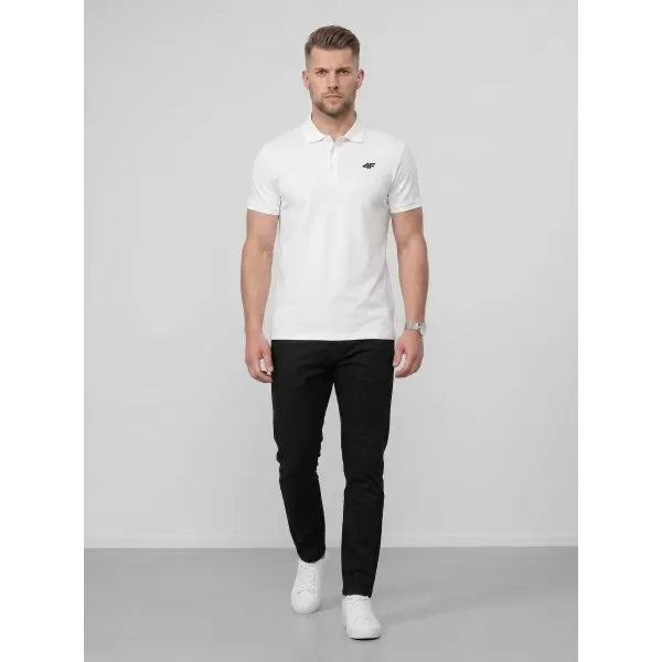  Pánske tričko s golierom 4F WMM00TPTSM0770 WHITE 