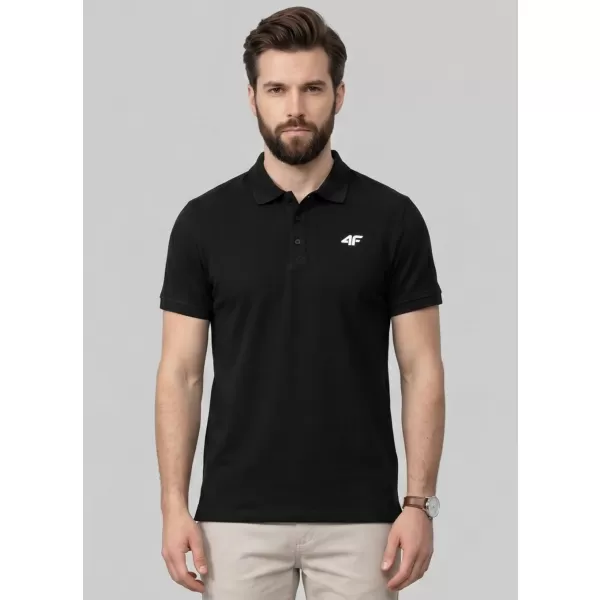  Pánske tričko s golierom 4F WMM00TPTSM0771 DEEP BLACK 