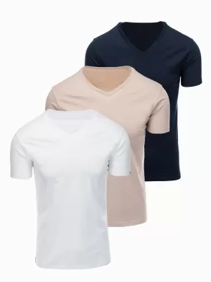 Pánske tričko OMBRE OM-TSBS-0281 WHITE/SAND/NAVY