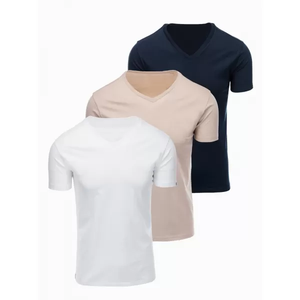  Pánske tričko OMBRE OM-TSBS-0281 WHITE/SAND/NAVY 